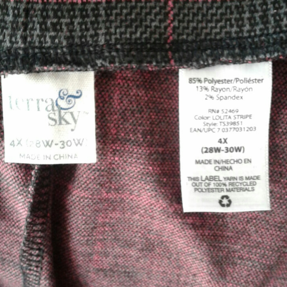 Terra & Sky Plus Size  Plaid Stretch Pant - Picture 7 of 7